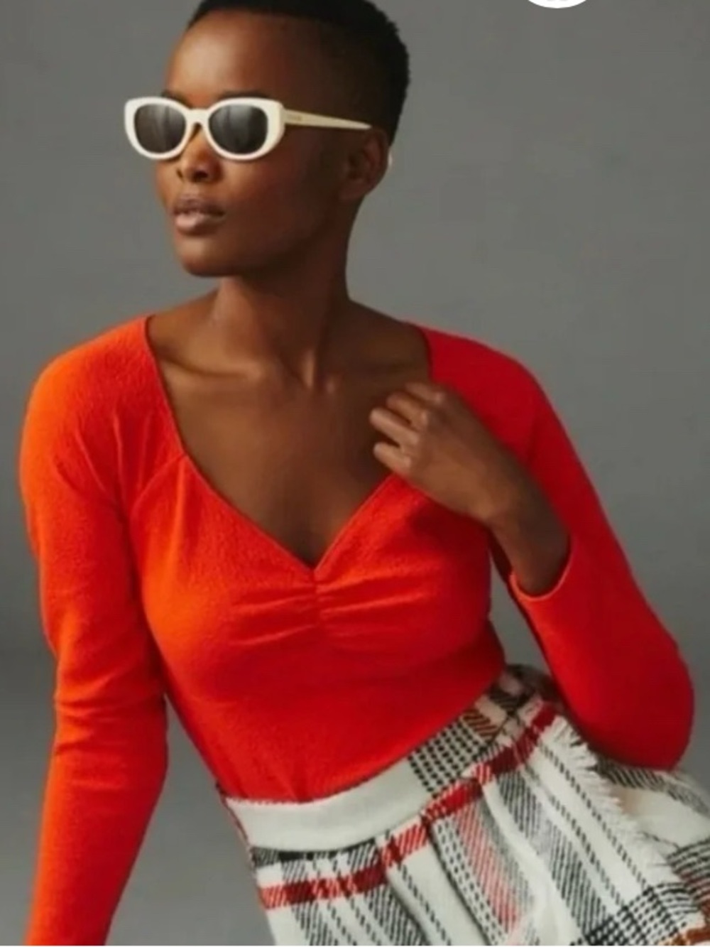 Maeve bright & bold long sleeve top & cinched v~ neck